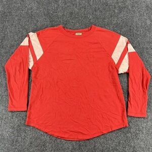 HEY GANG Shirt Womens XL Red Stripe Long Sleeve Crewneck Jersey Made USA Cotton